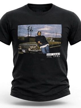 Black Graphic Crewneck T-Shirt - Ice Cube Print